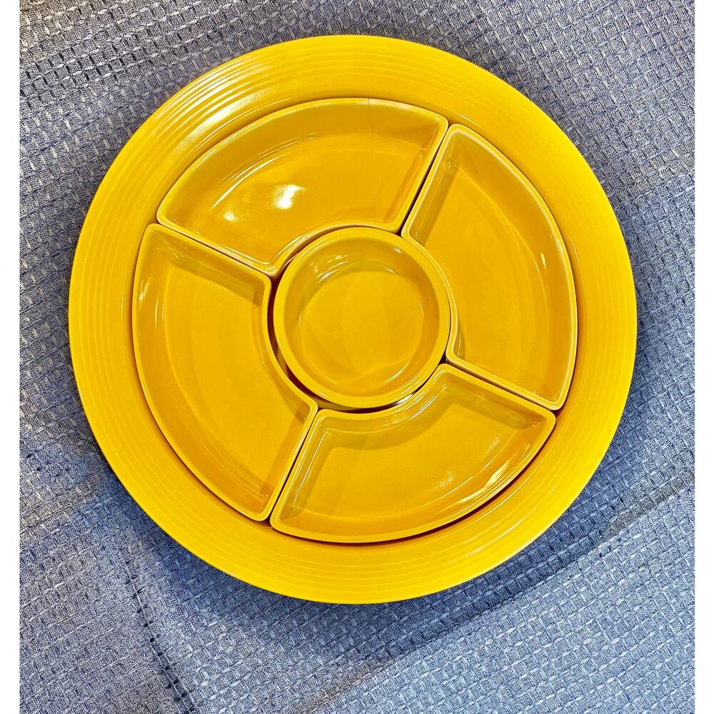 Fiesta Ware Relish Tray Complete Yellow
